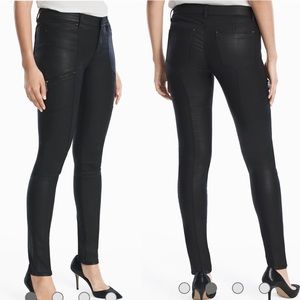 WHBM Moto Leather Like Skinny Jeans